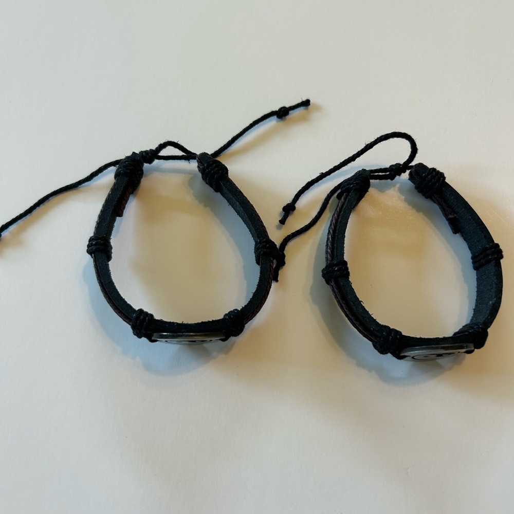 NWOT Yin Yang Black Leather Bracelets - Picture 2 of 4